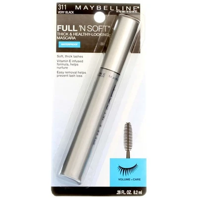 Confezione da 6 mascara Maybelline Full 'N Soft impermeabile, molto nero 311, 0,28 fl oz - Immagine 1 di 2