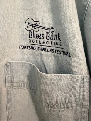 Portsmouth Blues Festival- Blues Bank Collective Denim Long Sleeve Shirt Lg - Image 1 of 4