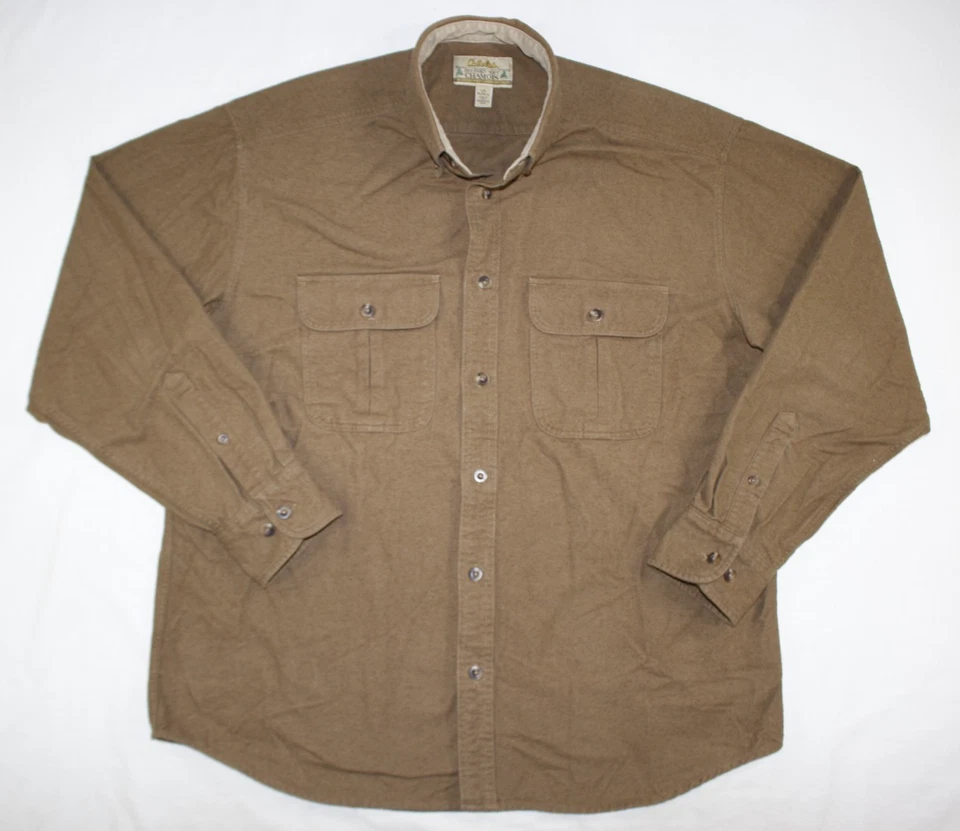 Camisa Cabela's Para Hombre L Piel de Ciervo Gamuza Suave Franela Abotonada Algodón Marrón Foto 1 de 4