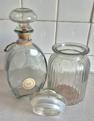 1X Tarro de galletas de vidrio transparente y 1X Tapón de corcho para botella de mayordomo. Foto 1 de 4