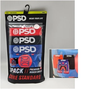 3 Pack PSD Underwear Micro Men's S M L Core Standard Boxer Briefs Red Black Blue - Picture 1 of 6