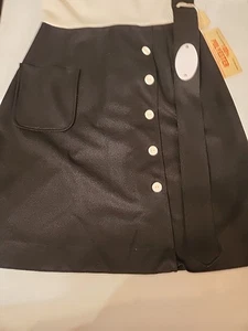 Vintage NWT Mid Century Mod Black White Polyester Dress With Belt Office Size 12 - Picture 1 of 17