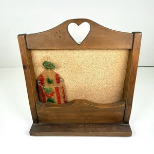 Vtg 70s Wooden Heart Memo Message Board Center With Pocket - NICE! - Picture 1 of 3