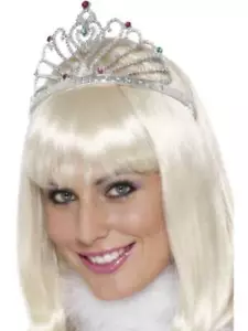 Argento Tiara Ventola Design Plastica Donna Accessorio Vestito Princess Regina - Foto 1 di 2