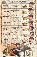 Militärische Speisekarte So speisen zu Mittag wir Patriotika Postkarte AK 1907