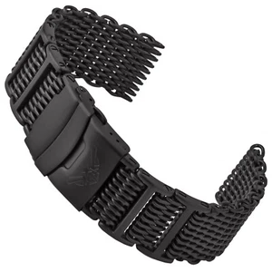 Milanaise Uhr Armband SHARK MESH Uhrenarmband SCHWARZ Edelstahl 316L 4x H-Link - Picture 1 of 30