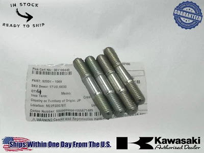 Pernos de perno de culata Kawasaki OEM (4) para KX65 y RM65 KZ KL 92004-1069 Foto 1 de 4