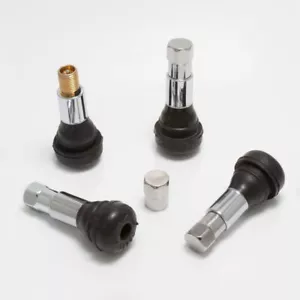4pcs TR413C Wheel Tire Valve Stems Short Chrome Rubber Caps Metal Universal - Picture 1 of 12