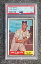 1961 Topps Ryne Duren #356 Baseball Card New York Yankees (4x All-Star) PSA 5 EX