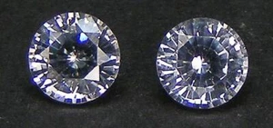 MATCHED PAIR EXCELLENT CUT ROUND 4.9 MM. WHITE SAPPHIRE LAB CORUNDUM - Picture 1 of 1