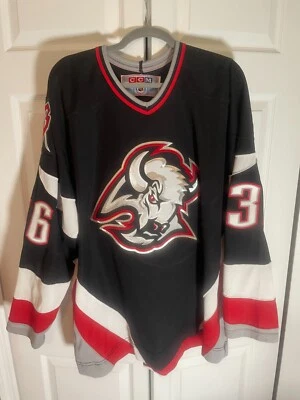 Vintage CCM Matthew Barnaby Buffalo Sabres Goat Head Jersey Size XL NHL - Image 1 of 4