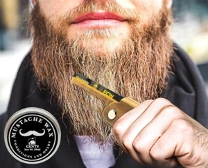 Sandalwood Folding Hair Beard Mustache Wax Grooming Comb Brush Travel Gift Set - Picture 1 of 24