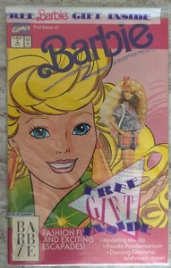 BARBIE COMIC #1.  1991, MARVEL.  SEALED POLYBAG WITH PINK "BARBIE CREDIT CARD"!!