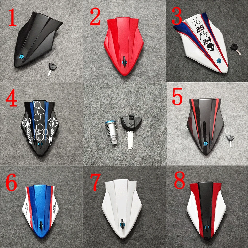 Ajuste para BMW S1000RR 2015-2018 Cubierta de asiento rígido trasero Cubierta Carenado Parte + Bloqueo de asiento Foto 1 de 1