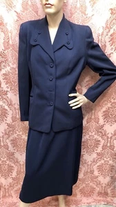 VTG 1940s SWING-TOWN Navy Blue GABARDINE Tailored Suit w/DONUT BUTTONS Sz-Med - Picture 1 of 10