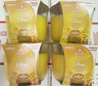 4 velas Glade Sparkling Citrus Sunrise 3 mechas 6,8 OZ colección de vacaciones de invierno Foto 1 de 3