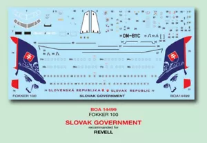 FOKKER 100 MARCHI SLOVACCHI AERONAUTICA/GOVERNO #14499 1/144 BOA DECAL SET - Foto 1 di 1