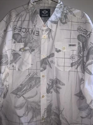 ENYCE Hawaiian Shirt Graphic White Hula Girl Palm Tree Toucan  Aloha Shirt Sz 5X - Image 1 of 4