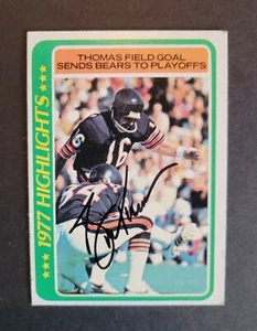 Tarjeta de fútbol americano firmada por Bob Thomas Chicago Bears 1978 Topps 1977 Highlights - Imagen 1 de 2