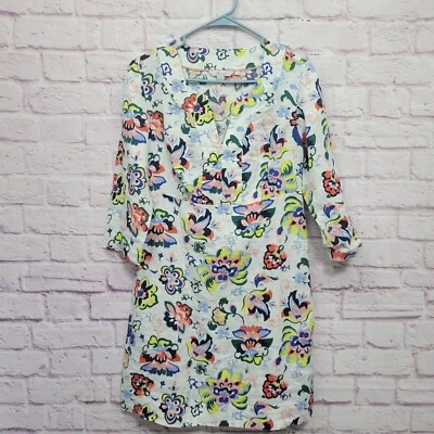 Boden 100% Linen Floral Dress Size 6R 3/4 Sleeves Retro Office Travel Resortwear - Image 1 of 4