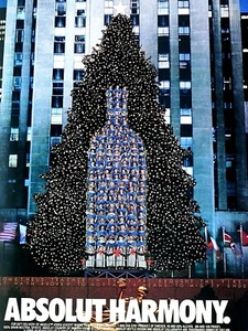 Absolut Harmony Coro de Navidad Vintage 1992 Original Revista Impresión Anuncio 8 x 11" - Imagen 1 de 5