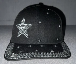 Olivia & Kate Black Bedazzled Sequins Ladies Cap Star Rhinestone New - Picture 1 of 8
