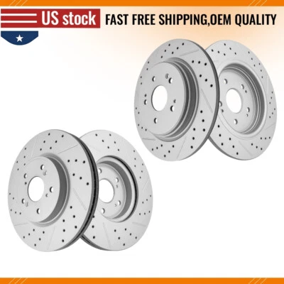 For 2017-2022 2023 Honda CR-V Front Rear Drilled Slotted Disc Brake Rotors Set - Image 1 of 4