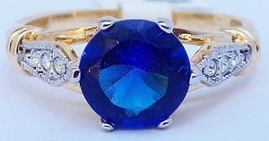 14K GOLD EP 4.35CT DIAMOND SIMULATED SAPPHIRE RING size 8 - 10 you choose - Picture 1 of 1