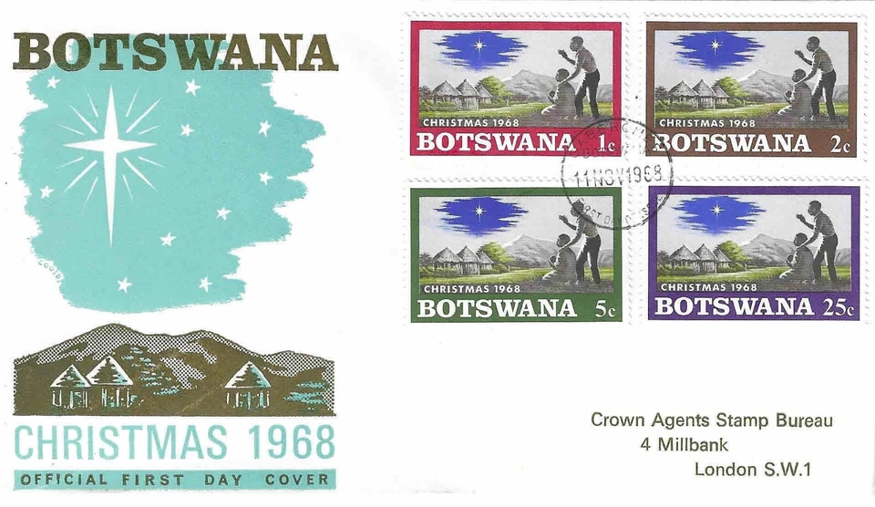 Botswana, Christmas  FDC -1968 - Gaborone cancel - Image 1 of 2