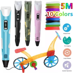 3D Printing Pen Set Doodle 5Mx10 Colours PLA Filament Printer Drawing Kids'Gift - Picture 1 of 15