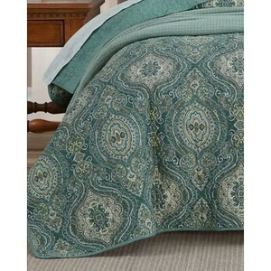 Tommy Bahama Turtle Cove Quilt blue gray, oversized queen - Picture 1 of 5