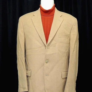 Ralph Lauren Sz 46-L Pure Camel Hair Three Button Mens Blazer Excellent - Picture 1 of 3