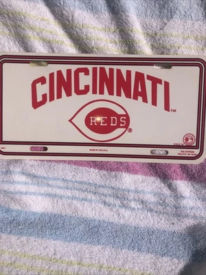 Cincinnati Reds Car Tag Plastic License Plate Made In USA Tag Express 1992 - Image 1 of 4
