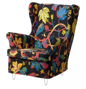 IKEA STRANDMON Schonbezug für Ohrensessel, Stigsbo mehrfarbig/schwarz,205.754.93 - Bild 1 von 6