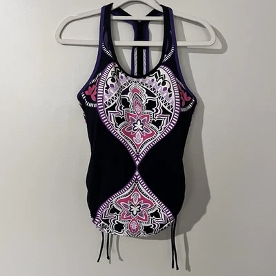 Maiô Athleta Feminino Top Pequeno Boho Racerback Esportivo Vibrante Asteca Boêmio - Imagem 1 de 4
