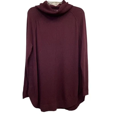 Suéter Caslon M Borgonha Pulôver Longline Túnica Lados com nervuras Lã Viscose - Imagem 1 de 4