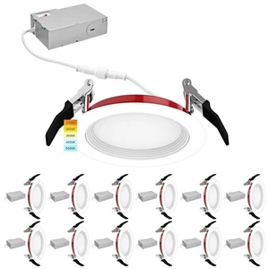 Luxrite 12-Pack 4 Inch LED Fire Rated Recessed Lights 5CCT 800LM Dimmable UL - Picture 1 of 7