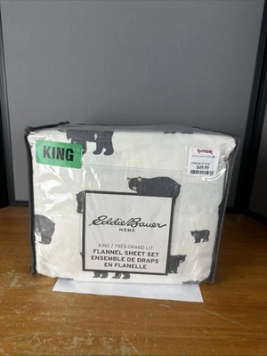 Eddie Bauer -Bear Family - Juego de sábanas King, juego de cama de franela 100 % algodón NUEVO Foto 1 de 4