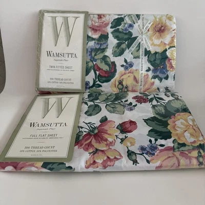 Wamsutta Supercale Plus Clarissa Americana; 1 each, Twin Flat and Fitted  NOS - Image 1 of 4