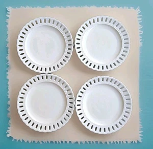 Portmeirion Studio PS Valerie Dinner Plates Set Of Four White Pierced Edges - Picture 1 of 5