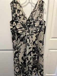 R&M Richards dress A Line Empire Sleeveless 16W Floral Black & White - Picture 1 of 19