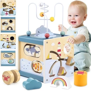 Wooden Activity Cube Baby Toys for 1 Year Old, 1St Birthday Gifts for Girls and - Picture 1 of 8