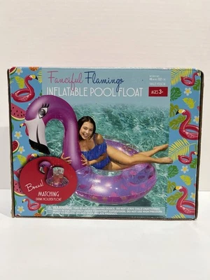 Sun Pleasure aufblasbarer Flamingo Pool Schwimmer mit Getränk Floatie NEU 48" VERSIEGELTE Box - Bild 1 von 4