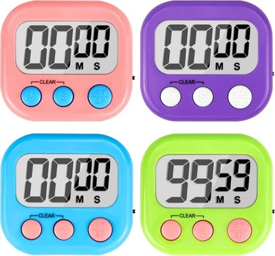 4-Pack Digital Timers for Kids & Teachers, Study & Kitchen Use, Multi-Color - Image 1 of 2