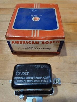 Nos Vintage 1960's-80 Plymouth, Chrysler, Dodge Voltage Regulator, Bosch Rab12b1 - Image 1 of 4