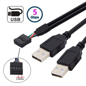 Jimier 9Pin 10Pin Motherboard Female to Dual USB 2.0 Type A Male Cable 50cm - Picture 1 of 8