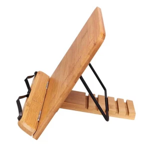 Bamboo Adjustable Tablet Book Stand For Mobile Phone Ipad Android Tablet Holder - Picture 1 of 12