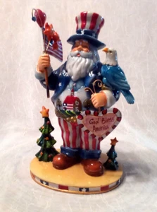 Patriotic Christmas Santa Figurine - Picture 1 of 3
