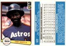 Tony Scott 1982 Donruss Baseball Card 522 Houston Astros