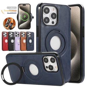 Magnetic Luxury Leather Phone Case With Ring Holder For iPhone 15 14 13 Pro Max - Picture 1 of 54